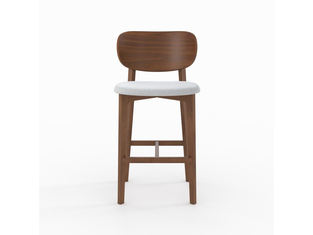 Set of 2 kitchen island chairs, 66 cm, in wood and light grey fabric - Elariva LXRX57566