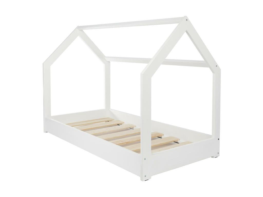 Children's 2-in-1 House Bed/Playhouse in Natural Wood 160x80 cm - White JAJK37634