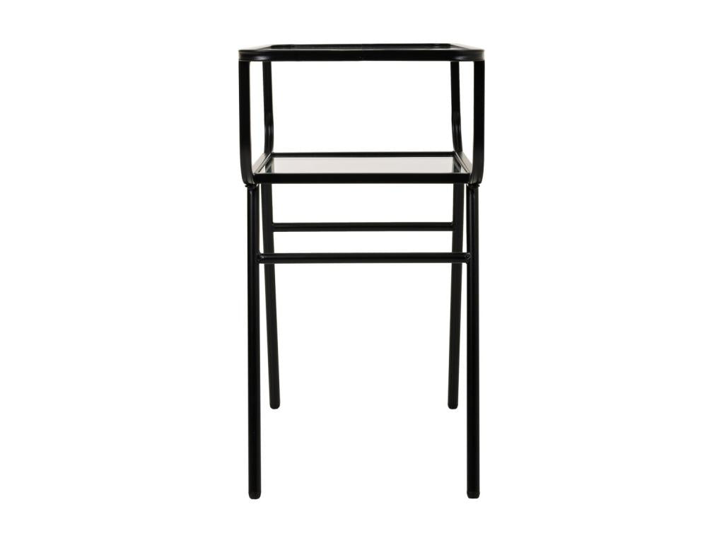 Metal and Glass Bedside Table with 1 Shelf, Grey, 60x35x65.5cm CHSH69289