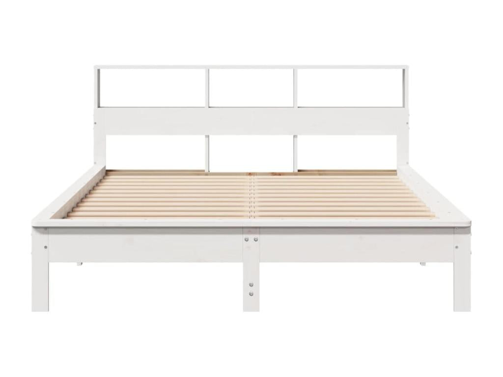 White bookcase bed without mattress, 120x200 cm, solid pine wood, WSIM58694