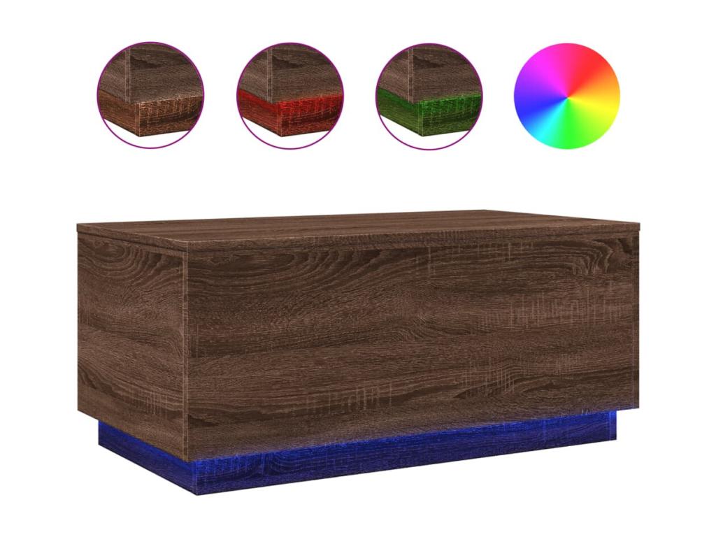 Coffee table with LED lights, brown oak, 90x50x40 cm, JZWB85112