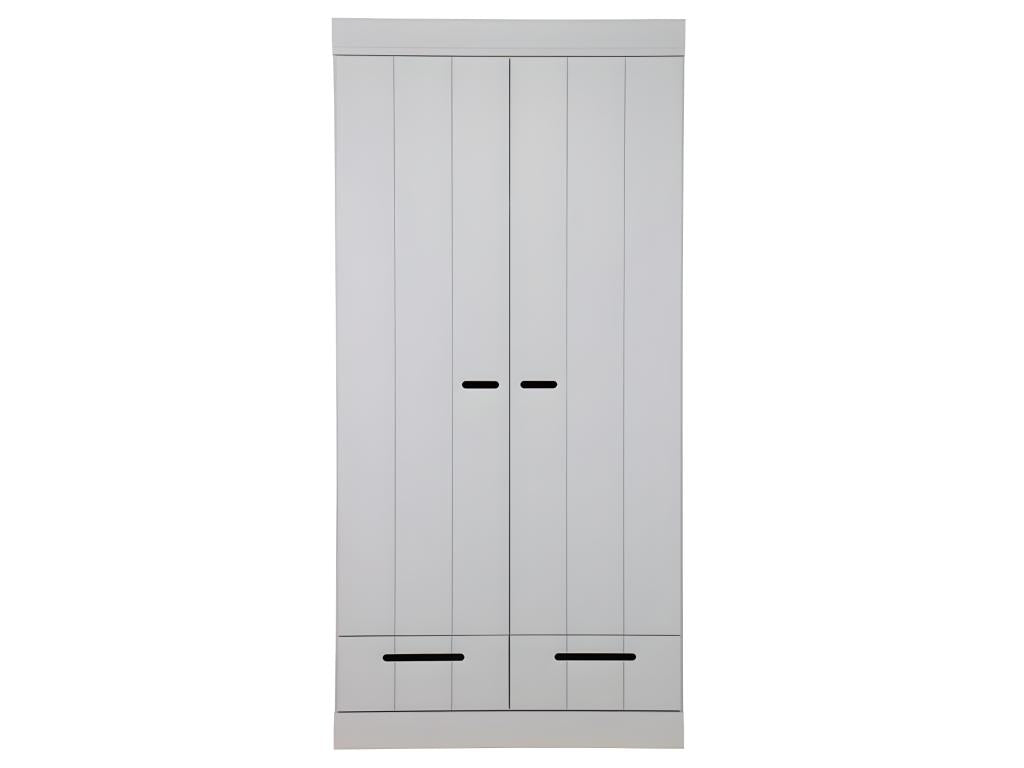 Lysvia - Pine wardrobe with 2 doors and 2 drawers - Concrete grey VPDP16450