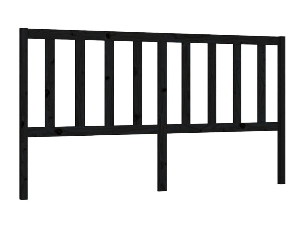 Black Headboard 186x4x100 Solid Pine Wood 3 KJKL62270