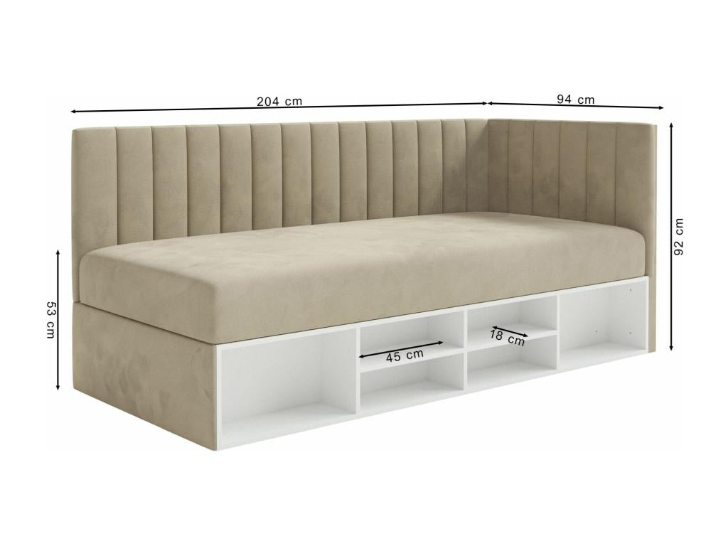 Teen bed with storage - blue grey - right-hand side - Elariva WRIZ63044