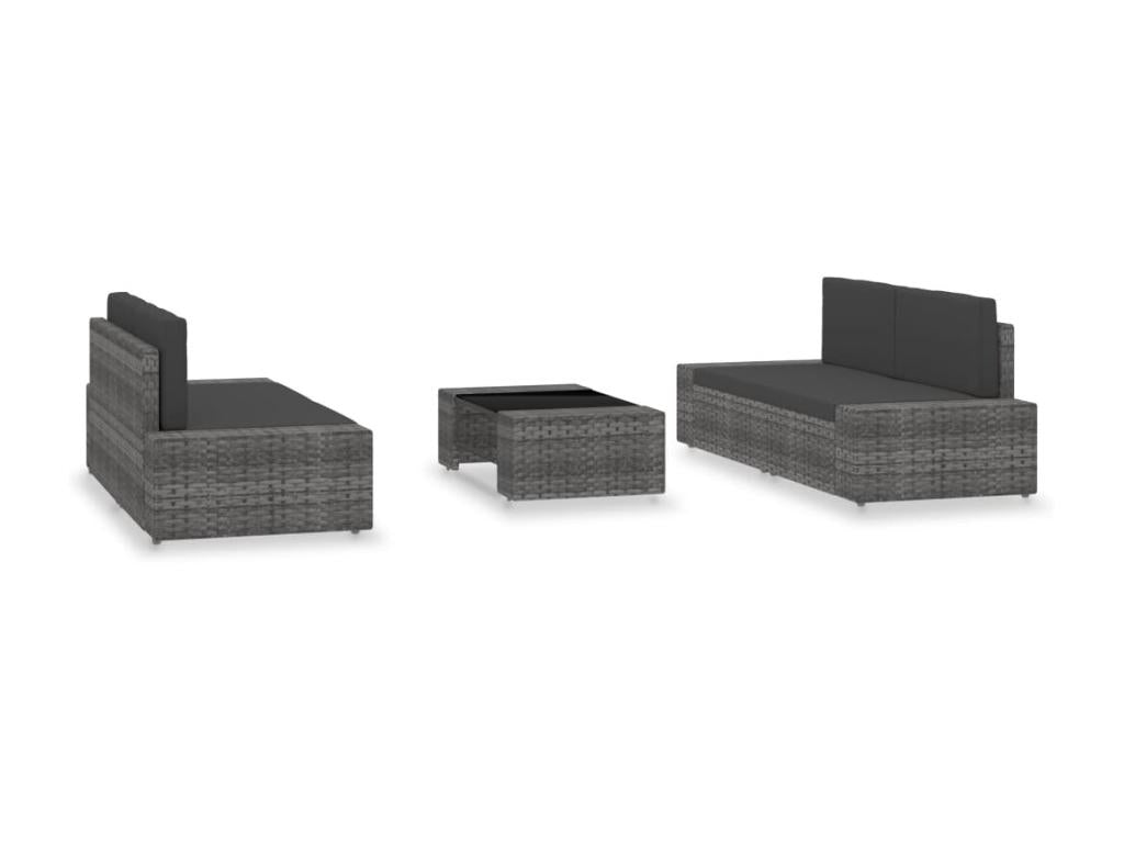 5-piece garden furniture set, woven resin, grey, NXZN10019