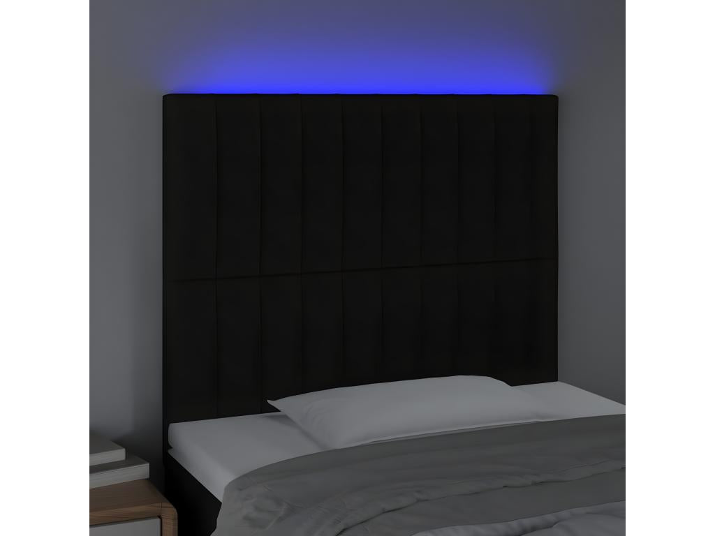 Black LED Headboard 80x5x118/128 cm Fabric ASDB28997