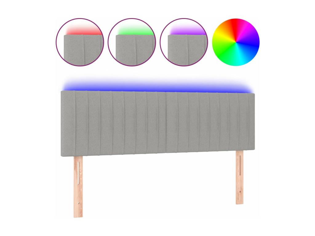 Light Grey LED Headboard 144x5x78/88 cm Fabric MQNY91076