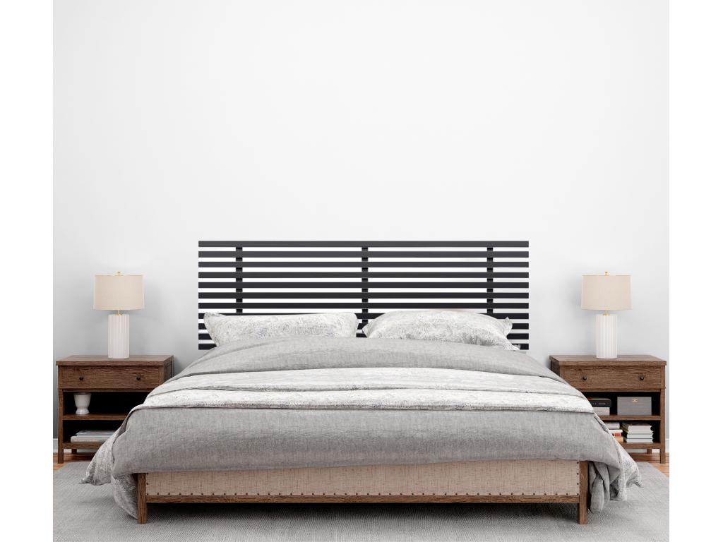 Lysvia Recycled MDF Wood Headboard, Japanese Style, 145x46cm, Fits 135/140cm Beds - Solid Black CGLR98897