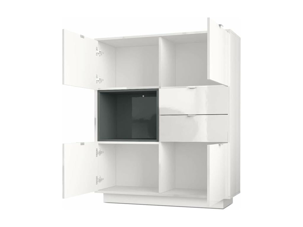 White Lacquered Buffet with Matte Denim Insert and LED Lighting, 123x103x38 cm, CTSS71927