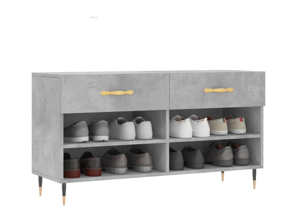 Concrete grey shoe bench 102x35x55 engineered wood NHPQ76665