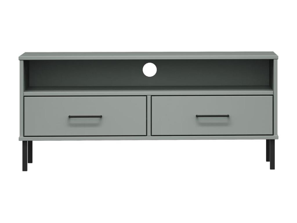 TV stand with metal legs, Grey, Solid pine wood, Lysvia KGTP31308