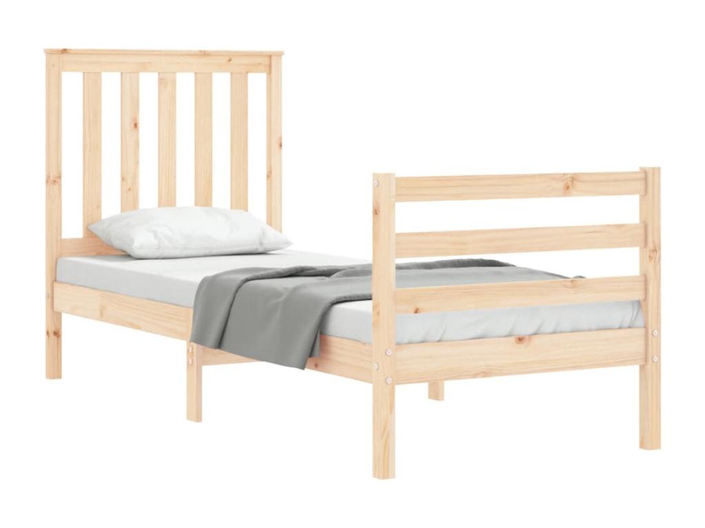Bed frame with headboard, small, single, solid wood QJCF68903