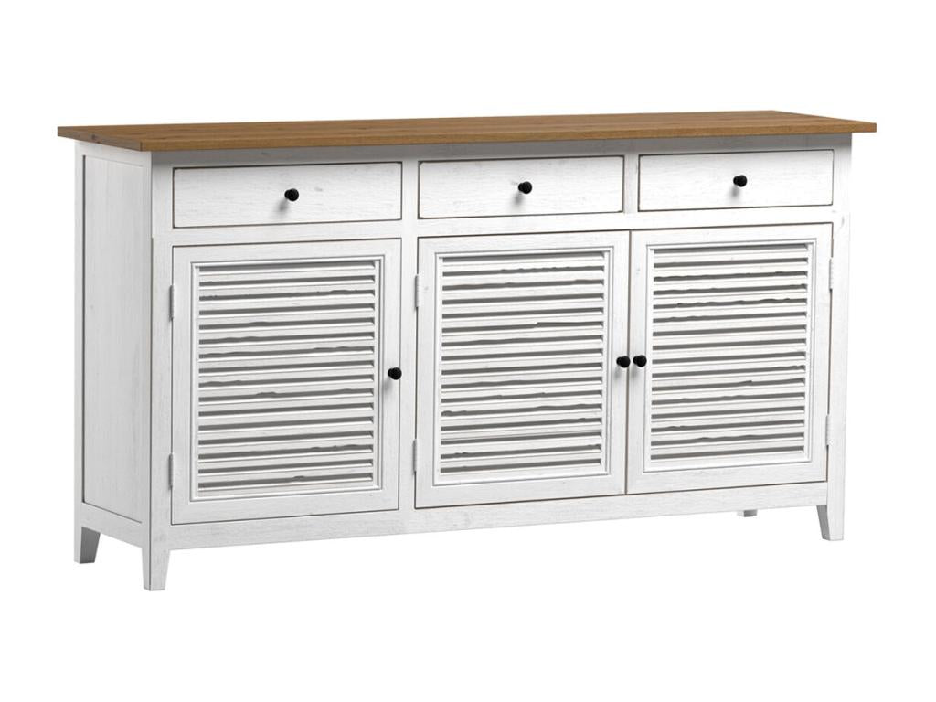 White recycled wood sideboard with an aged effect - Lysvia LUYC66065