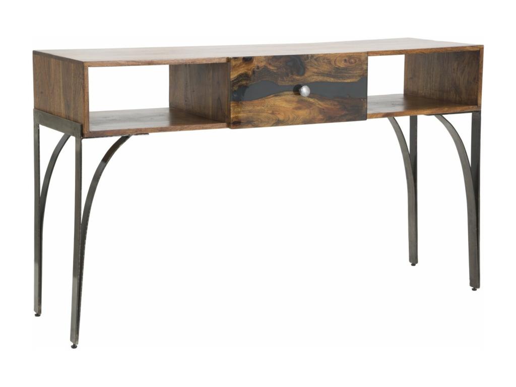 Brown wooden console table with drawer, 130x40x80 cm, KWAU37848