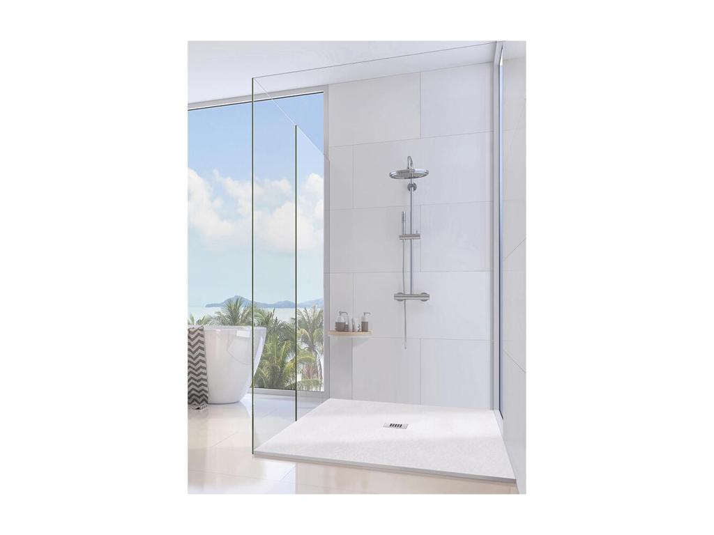 72x154 Lysvia Extra Thin Shower Tray, White, with Free Drain CLNG92406