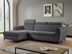 Lysvia 126 Grey Corner Sofa with Sleeping Function and Bed Box, 262x175x90cm, IQWE90084