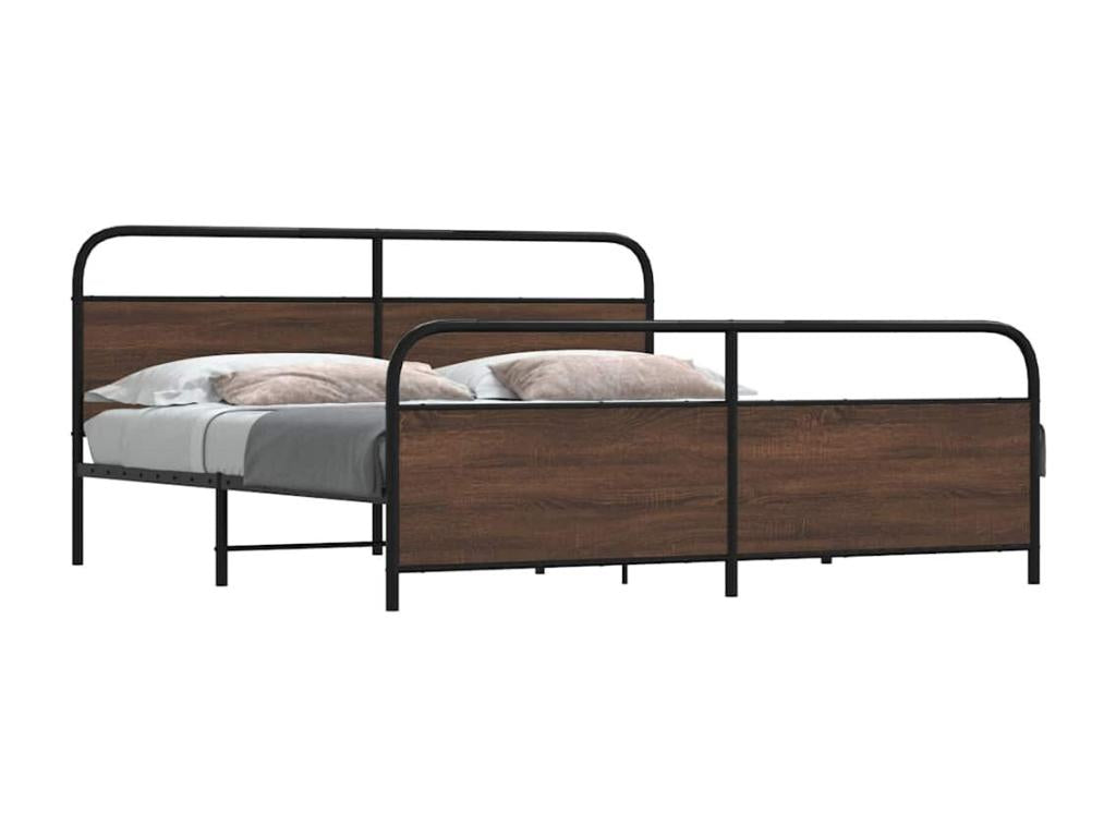 Metal bed frame without mattress, brown oak, 180x200 cm, GPOR13287