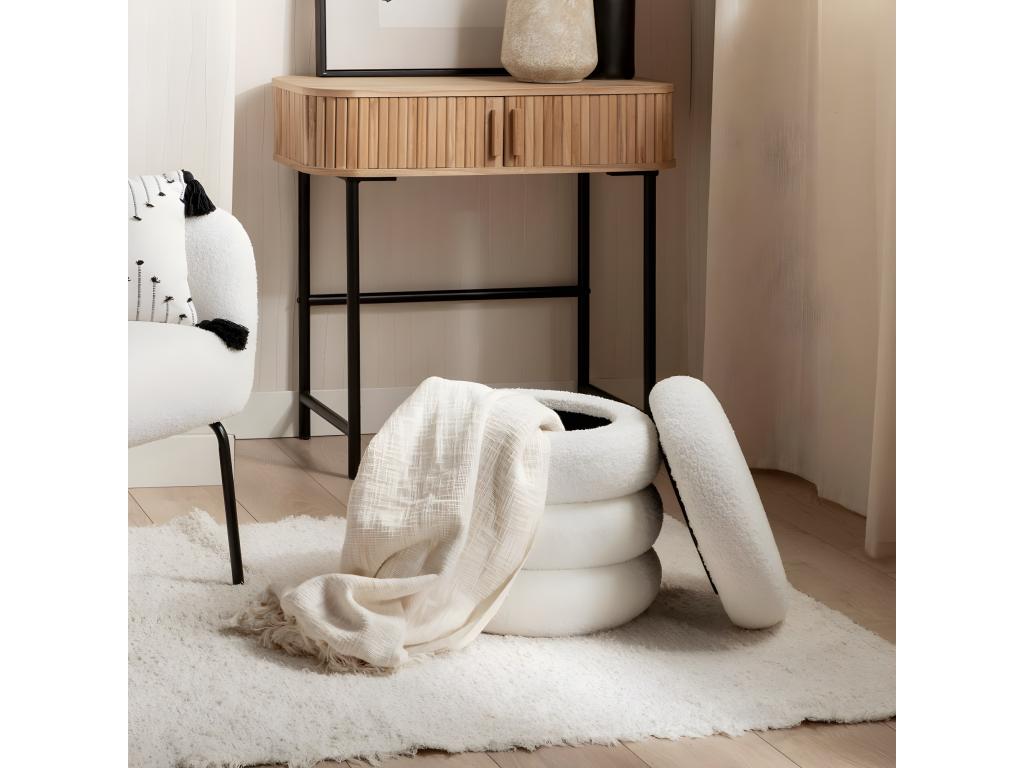 White sheepskin pouf 40x42 cm - Roma PZEB86307