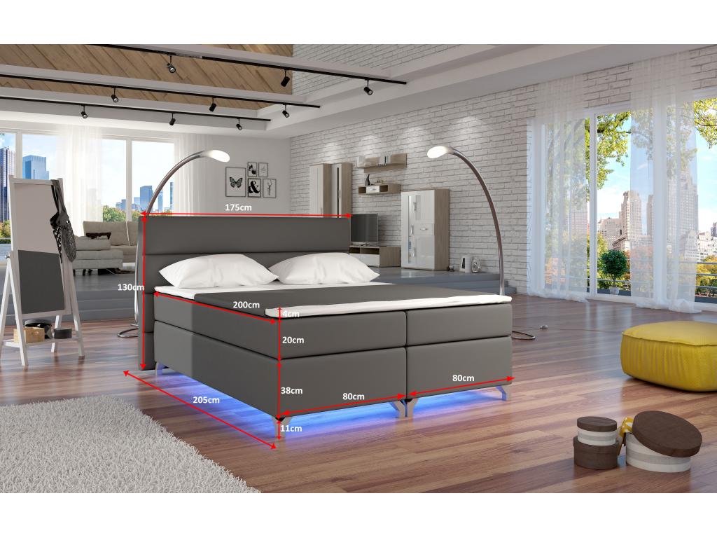 Lysvia QWSM88735 160x200 Black Fabric Box Spring Bed