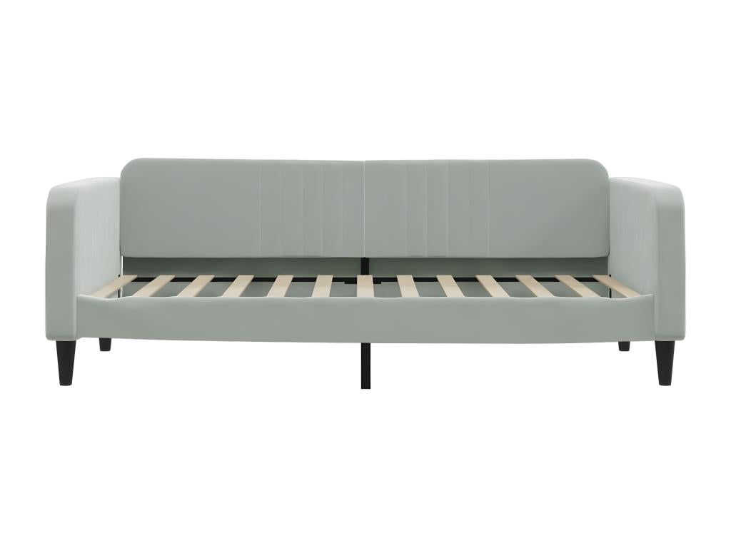 Daybed with pull-out bed, light grey, 90x200 cm, velvet, NDJK77679