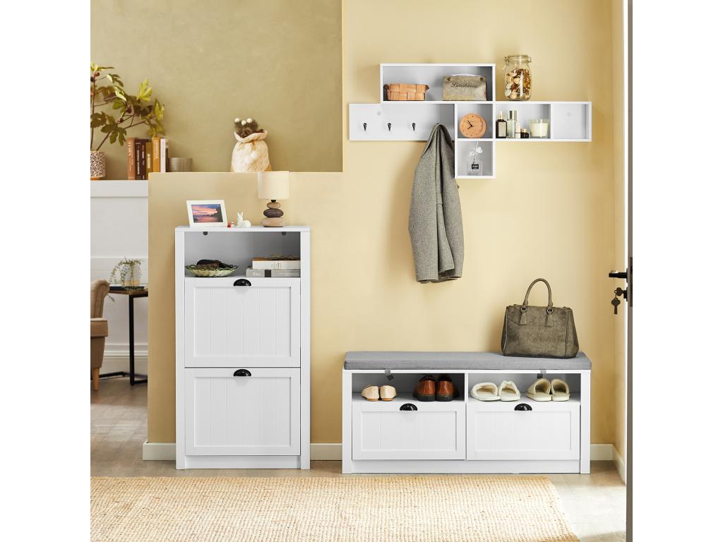 Shoe cabinet, shoe storage unit, shoe cabinet with 2 drop-down doors, entryway furniture FSR87-KW KCHP07448