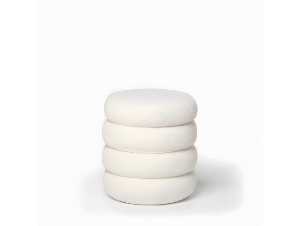 White sheepskin pouf 40x42 cm - Roma PZEB86307