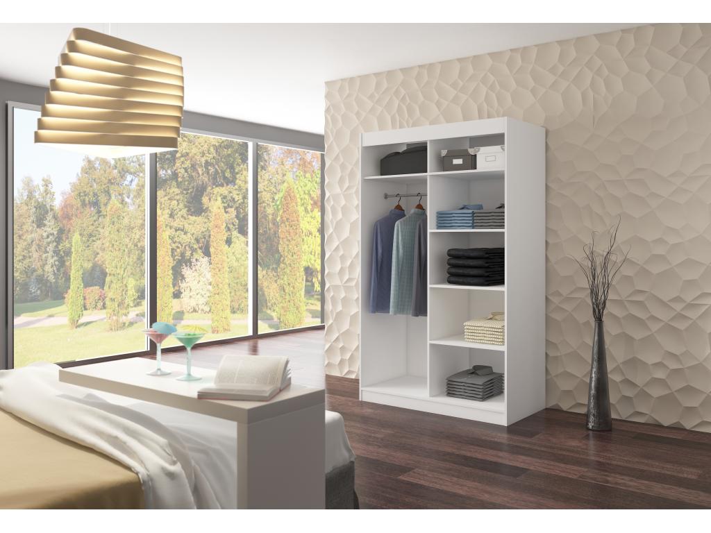 Small bedroom wardrobe with 2 sliding doors, black, with 6 mirrors, Lysvia, 120cm, PUPD09727
