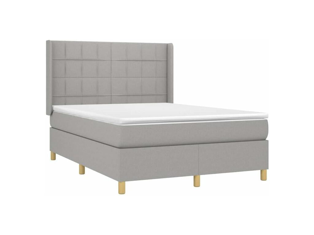 Bed base with mattress, light grey, 140x200 cm, fabric, IUES59868