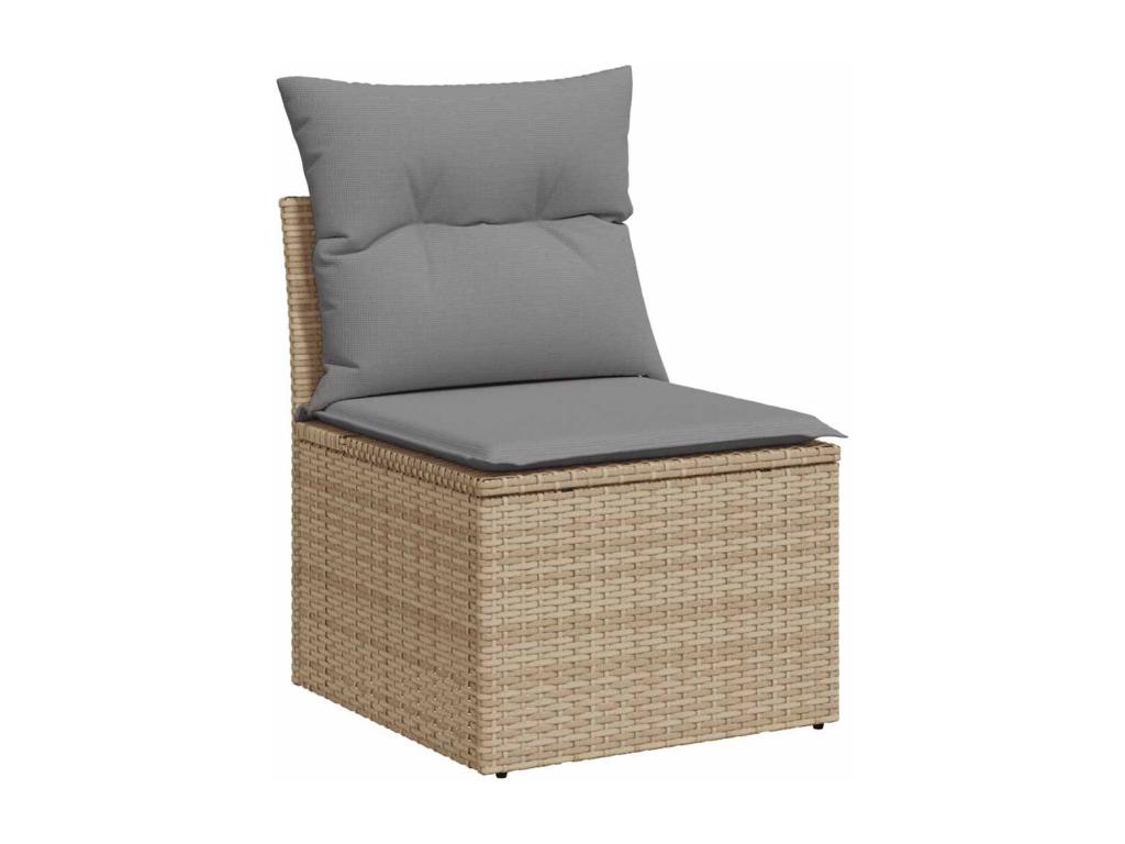 5-piece garden furniture set with cushions, beige woven resin XZGG38165