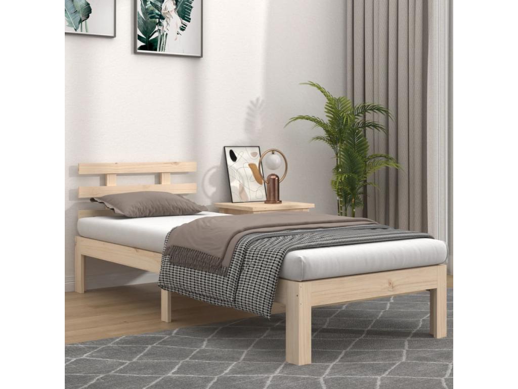 Solid wood bed frame without mattress, 100x200 cm, FQHU85838