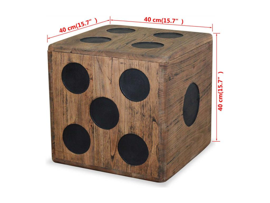 Wooden Storage Box 40x40x40 cm Dice Design GOJK78002