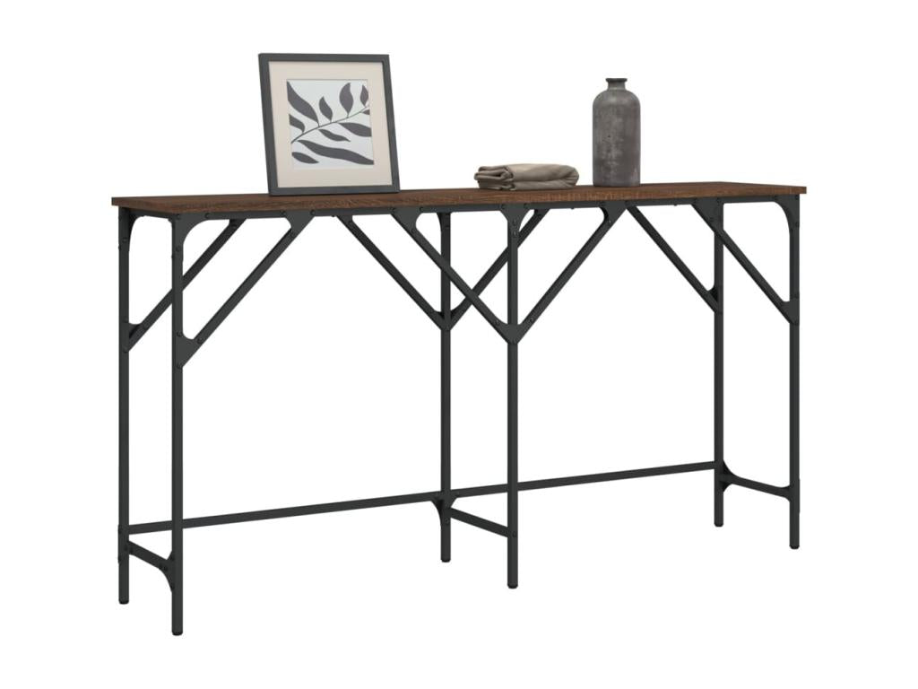 Console table in brown oak, 140x29x75 cm, engineered wood, OWBI61647