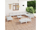 13-piece garden furniture set, solid pine wood, white QZYX58047