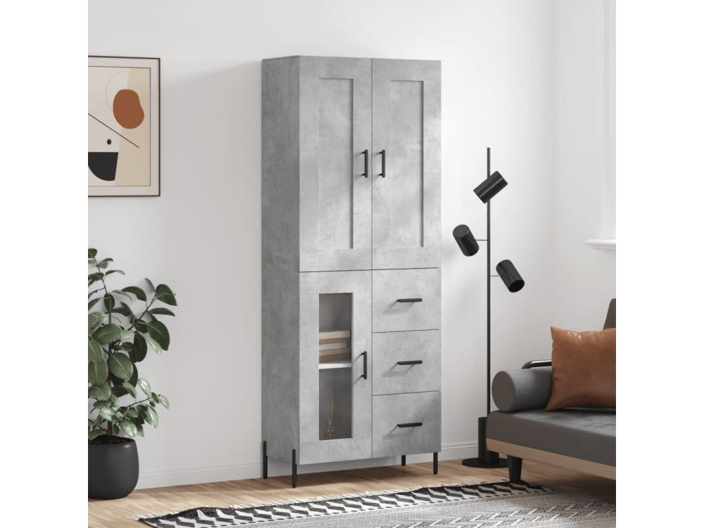 High sideboard, concrete grey, 69.5x34x180 cm, engineered wood, GLFR13676
