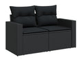 8-piece garden furniture set with cushions, black woven resin OLXA35979