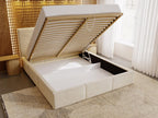 Upholstered bed with storage - 140x200 - double bed - velvet - light grey - Lysvia GXGO72833