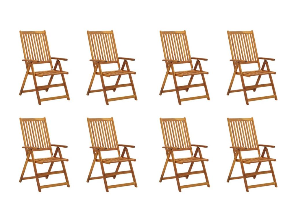 Folding garden chairs with cushions, set of 8, Lysvia wood, MSDP30056