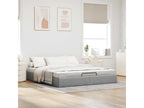 Ottoman bed frame without mattress, light grey, 200x200 cm, fabric TWHA82327