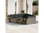 9-piece garden furniture set with grey resin wicker cushions UKHJ93025