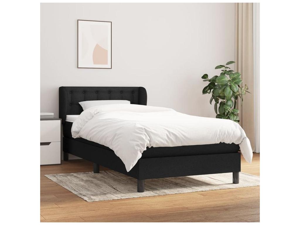 Lysvia bed base with black mattress 100x200 fabric RBCH77654