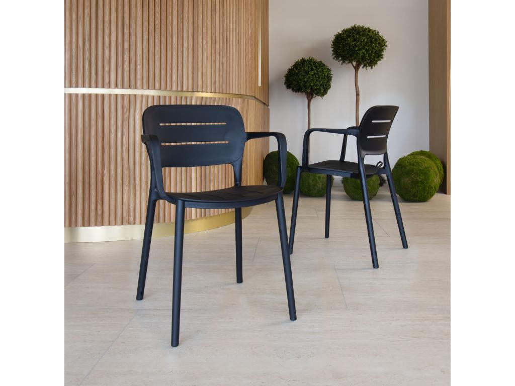 Lysvia Home - Garden Set with Black Polywood Table and 8-Seater Armchair BFMN83777