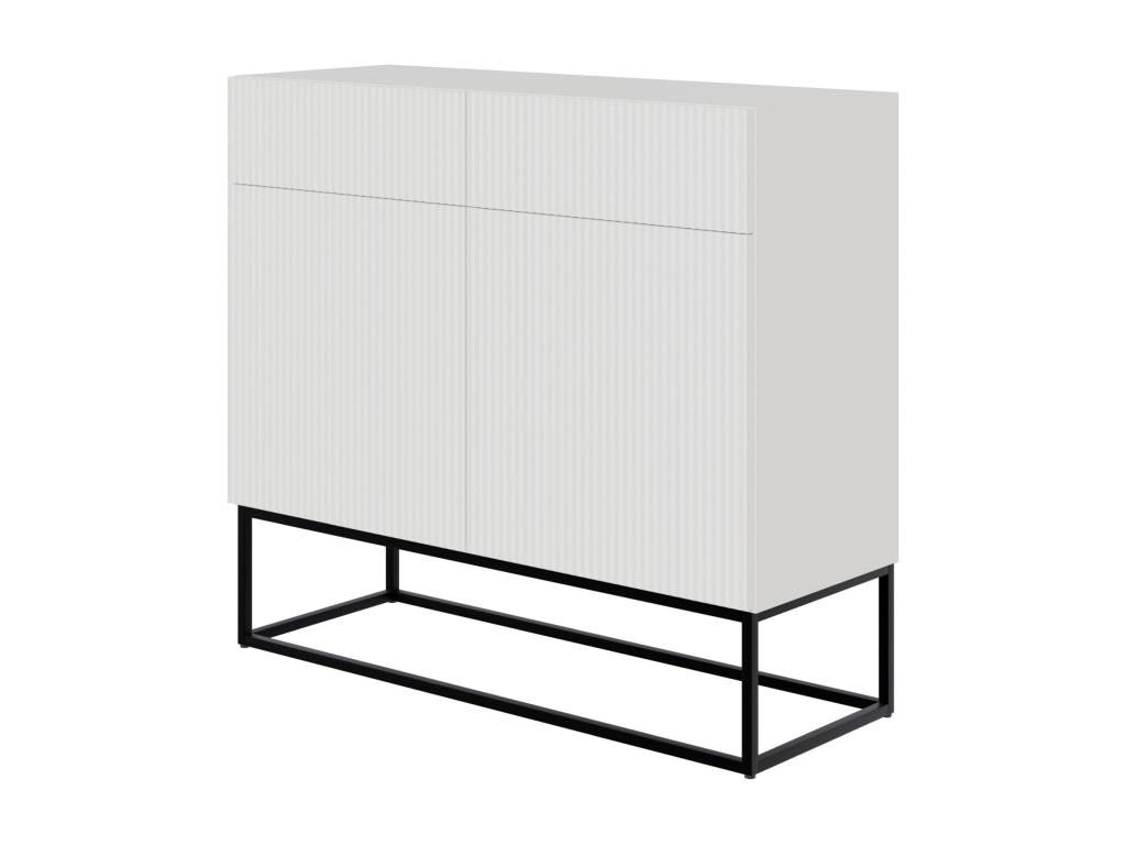 Two-door chest of drawers - 100 cm white with black legs - Lysvia IKQN81759