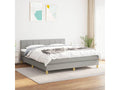 Upholstered bed base with mattress, light grey, 180x200cm, fabric DCHT78371