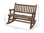 2-seater garden rocking bench, rustic style, log-effect backrest and armrests, carbonized treated fir seat BVAF23141