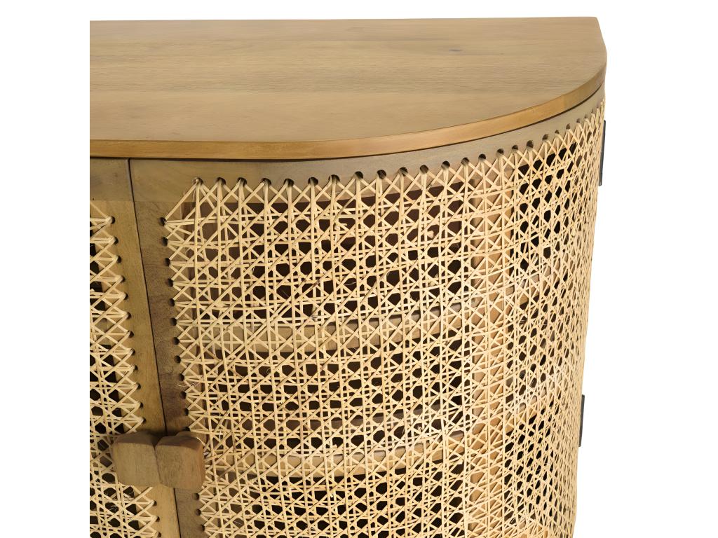 Lysvia - Brown 2-door sideboard in mango wood and caning with gold metal legs MGGT26753