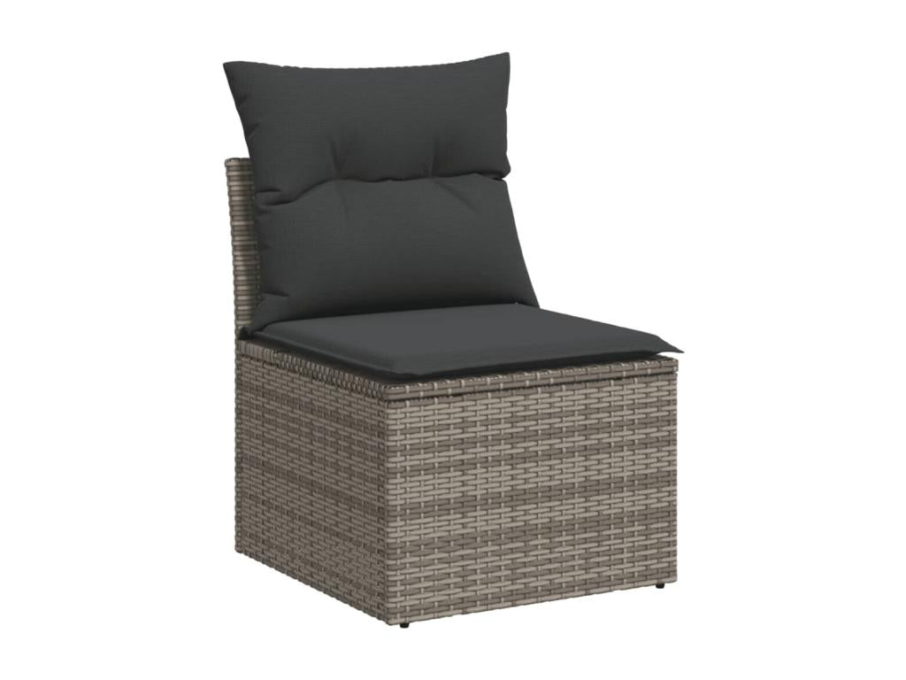 6-piece garden furniture set with grey resin wicker cushions YJVG95564