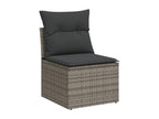 6-piece garden furniture set with grey resin wicker cushions YJVG95564