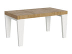 Extendable table 90x160/420 cm, Mixed finish, Natural Oak top, White Ash legs, RWMP67595