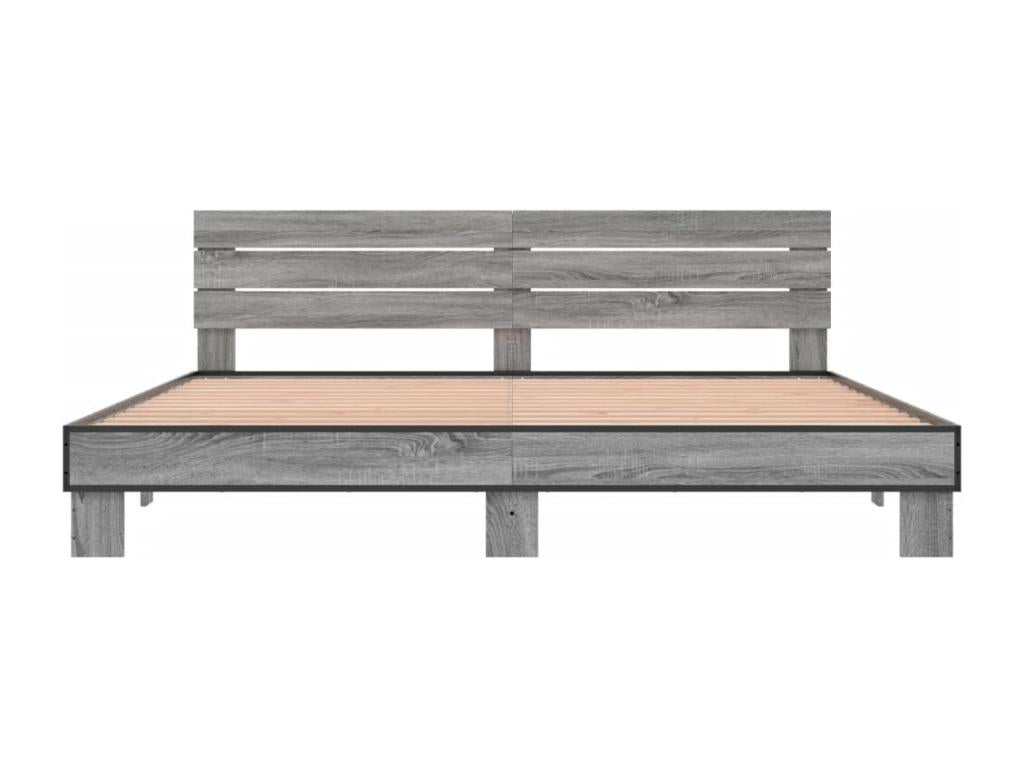 Lysvia bed frame grey 200x200 engineered wood and metal OFRJ75098
