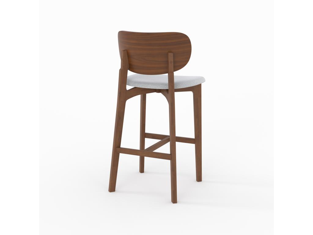 Set of 2 kitchen island chairs, 66 cm, in wood and light grey fabric - Elariva LXRX57566